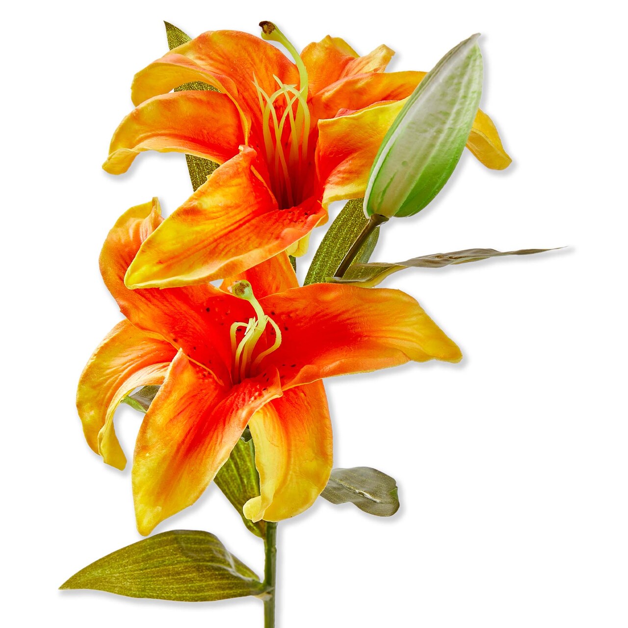 Soft Touch Faux Lily Stem - Orange Artificial Flower Stem for Everyday Decor, 23" Tall, Easy Care